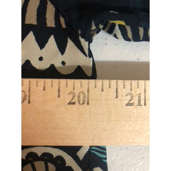 H&M Floral Print Long Sleeve V-Neck Blouse Size 4 Button Front Brown Blue Office - Picture 11 of 14